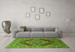 Machine Washable Oriental Green Industrial Area Rugs in a Living Room,, wshurb3138grn