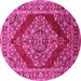 Round Machine Washable Oriental Pink Industrial Rug, wshurb3138pnk