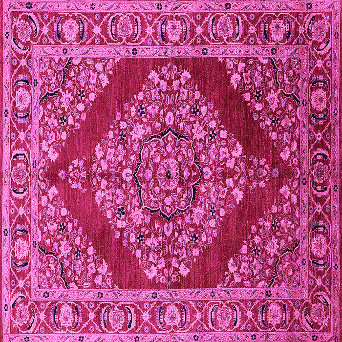Square Machine Washable Oriental Pink Industrial Rug, wshurb3138pnk