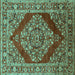 Square Oriental Turquoise Industrial Rug, urb3138turq