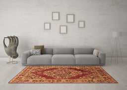 Machine Washable Oriental Brown Industrial Rug in a Living Room,, wshurb3138brn