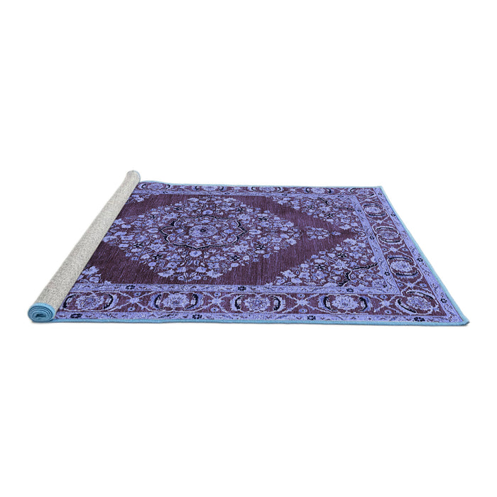 Sideview of Machine Washable Oriental Blue Industrial Rug, wshurb3138blu