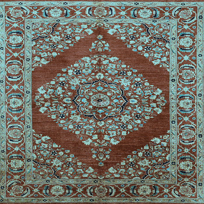 Square Oriental Light Blue Industrial Rug, urb3138lblu