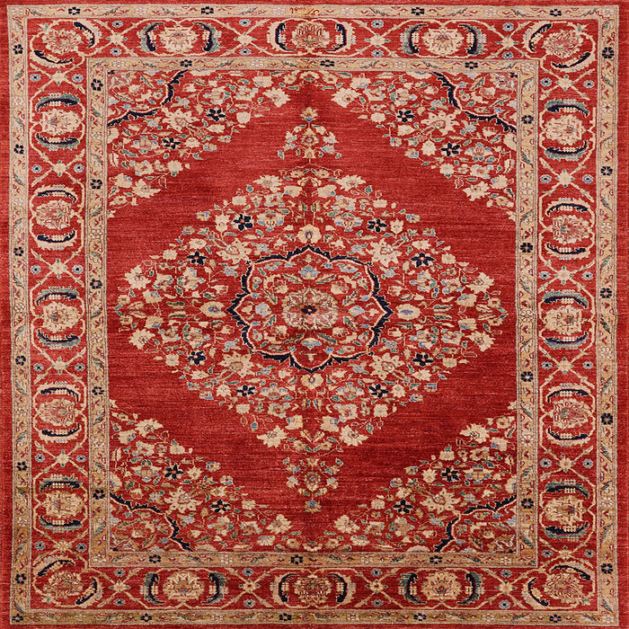 Square Mid-Century Modern Red Oriental Rug, urb3138