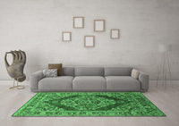 Machine Washable Oriental Emerald Green Industrial Rug, wshurb3138emgrn