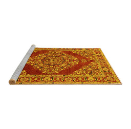 Sideview of Machine Washable Oriental Yellow Industrial Rug, wshurb3138yw
