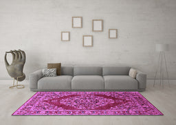 Machine Washable Oriental Purple Industrial Area Rugs in a Living Room, wshurb3138pur