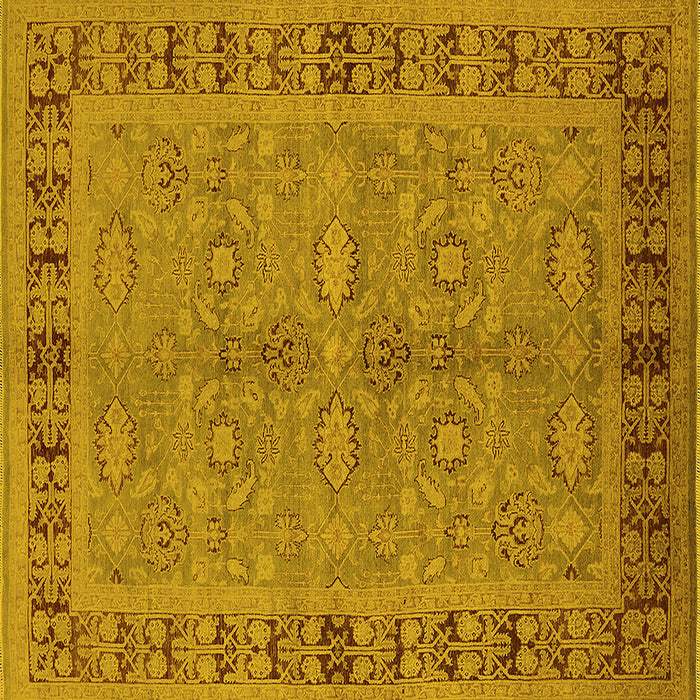 Square Machine Washable Oriental Yellow Industrial Rug, wshurb3139yw