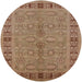 Round Machine Washable Industrial Modern Light Brown Rug, wshurb3139