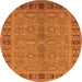 Round Oriental Orange Industrial Rug, urb3139org