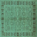 Square Machine Washable Oriental Turquoise Industrial Area Rugs, wshurb3139turq