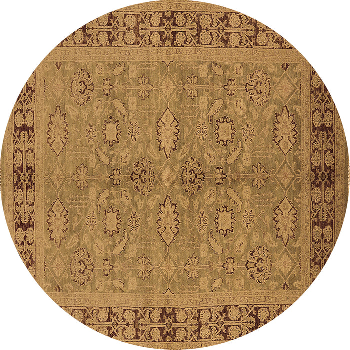 Round Machine Washable Oriental Brown Industrial Rug, wshurb3139brn