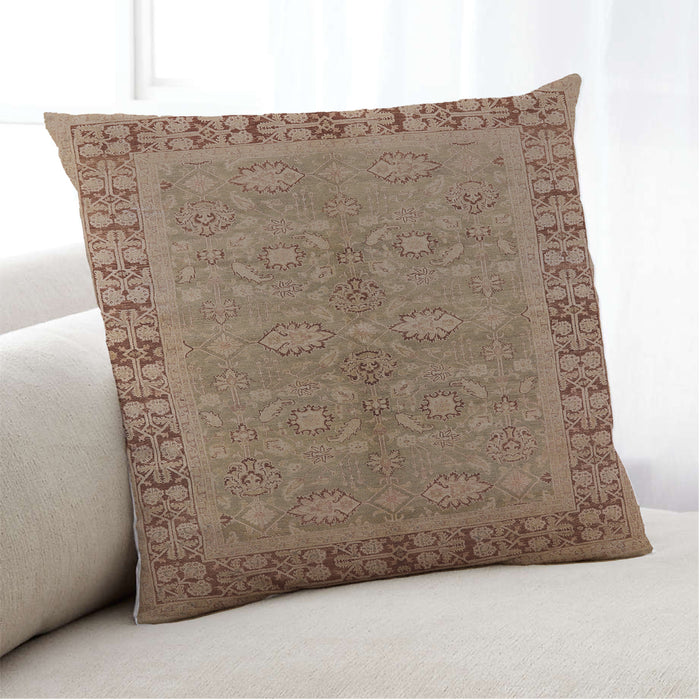 Lifestyle Image of Mid-Century Modern Urban Square Light Brown Throw Pillow, 18 inch by 18 inch, pwurb3139