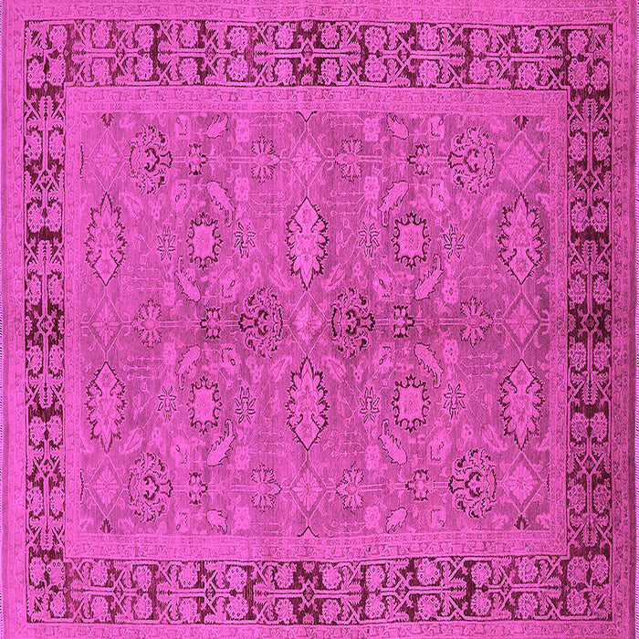 Square Machine Washable Oriental Pink Industrial Rug, wshurb3139pnk