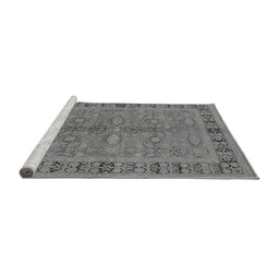 Sideview of Machine Washable Oriental Gray Industrial Rug, wshurb3139gry