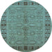 Round Oriental Light Blue Industrial Rug, urb3139lblu