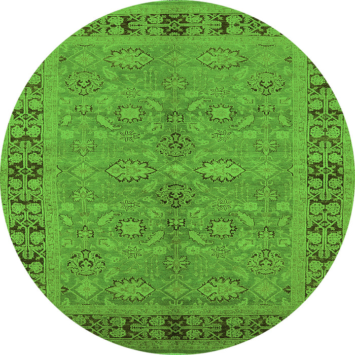 Round Machine Washable Oriental Green Industrial Area Rugs, wshurb3139grn