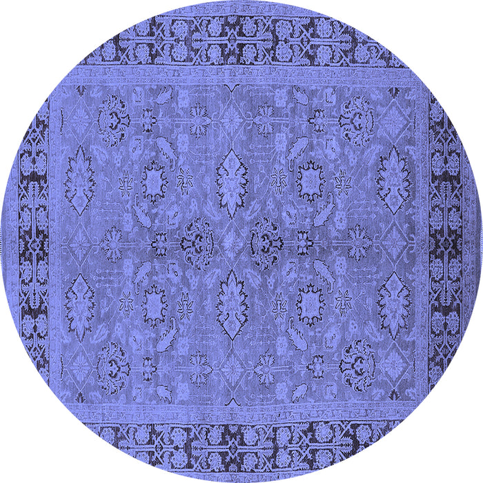 Round Oriental Blue Industrial Rug, urb3139blu