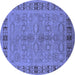 Round Oriental Blue Industrial Rug, urb3139blu