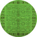 Round Oriental Green Industrial Rug, urb3139grn