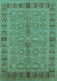 Machine Washable Oriental Turquoise Industrial Area Rugs, wshurb3139turq