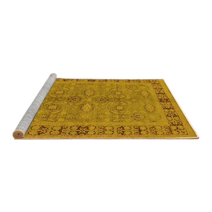 Sideview of Machine Washable Oriental Yellow Industrial Rug, wshurb3139yw