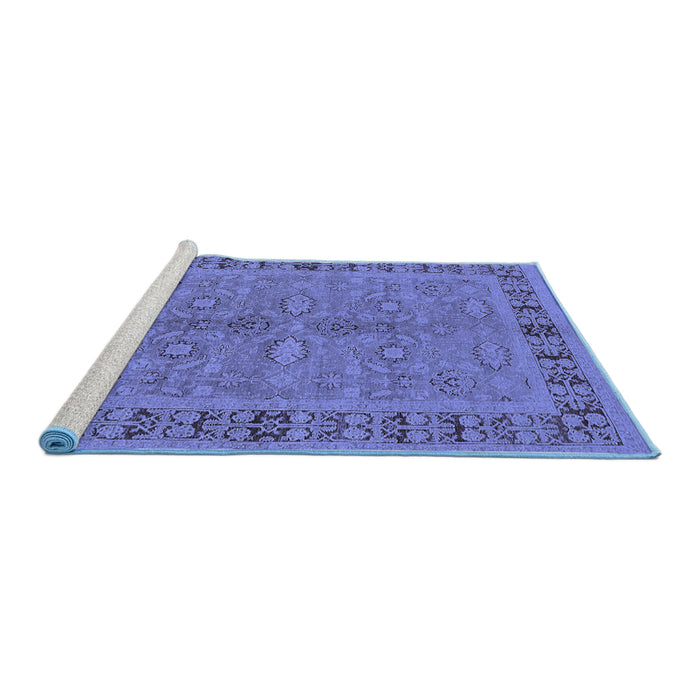 Sideview of Machine Washable Oriental Blue Industrial Rug, wshurb3139blu