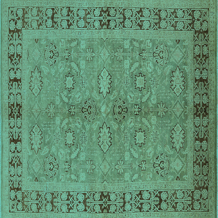 Square Oriental Turquoise Industrial Rug, urb3139turq