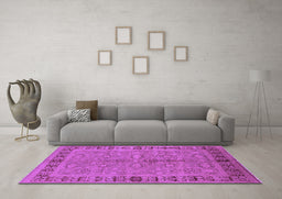 Machine Washable Oriental Purple Industrial Area Rugs in a Living Room, wshurb3139pur