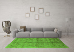 Machine Washable Oriental Green Industrial Area Rugs in a Living Room,, wshurb3140grn