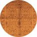 Round Machine Washable Oriental Orange Industrial Area Rugs, wshurb3140org