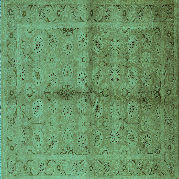 Square Oriental Turquoise Industrial Rug, urb3140turq