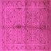 Square Machine Washable Oriental Pink Industrial Rug, wshurb3140pnk