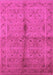 Machine Washable Oriental Pink Industrial Rug, wshurb3140pnk