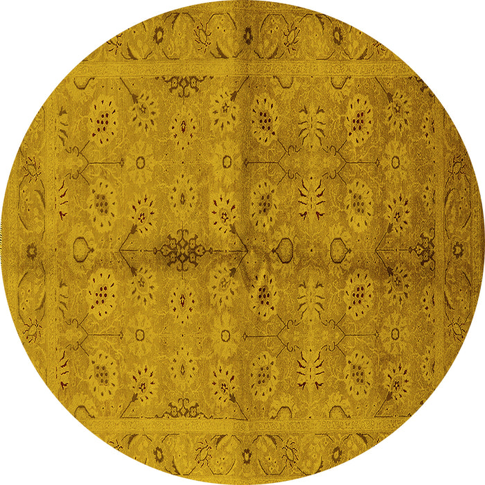 Round Oriental Yellow Industrial Rug, urb3140yw