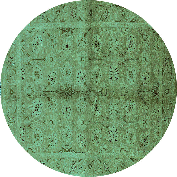 Round Oriental Turquoise Industrial Rug, urb3140turq