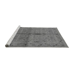 Sideview of Machine Washable Oriental Gray Industrial Rug, wshurb3140gry