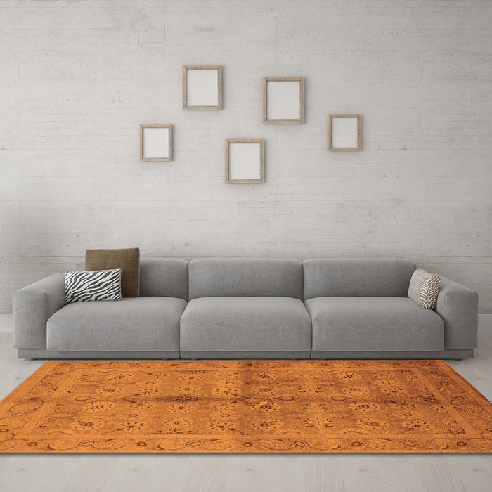 Machine Washable Oriental Orange Industrial Area Rugs in a Living Room, wshurb3140org