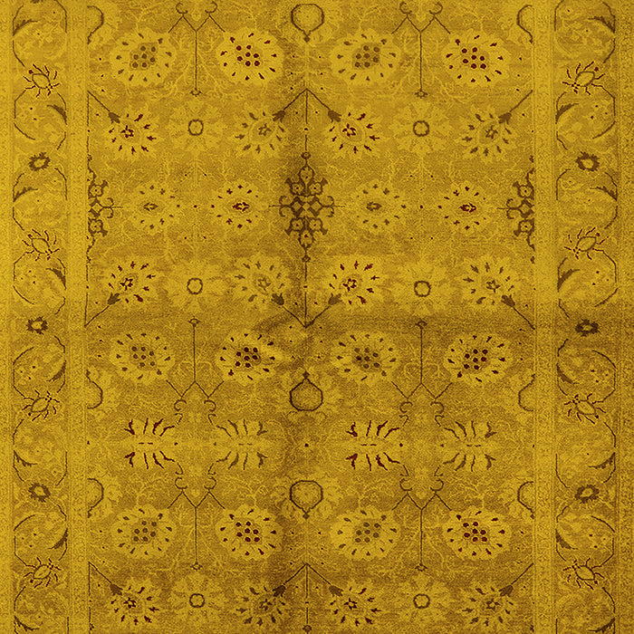 Machine Washable Oriental Yellow Industrial Rug, wshurb3140yw