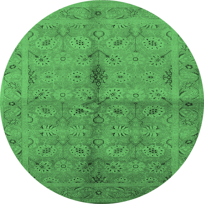 Round Oriental Emerald Green Industrial Rug, urb3140emgrn