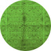 Round Oriental Green Industrial Rug, urb3140grn