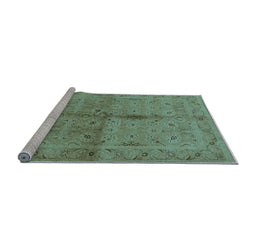 Sideview of Machine Washable Oriental Light Blue Industrial Rug, wshurb3140lblu