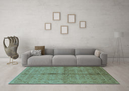Machine Washable Oriental Light Blue Industrial Rug in a Living Room, wshurb3140lblu