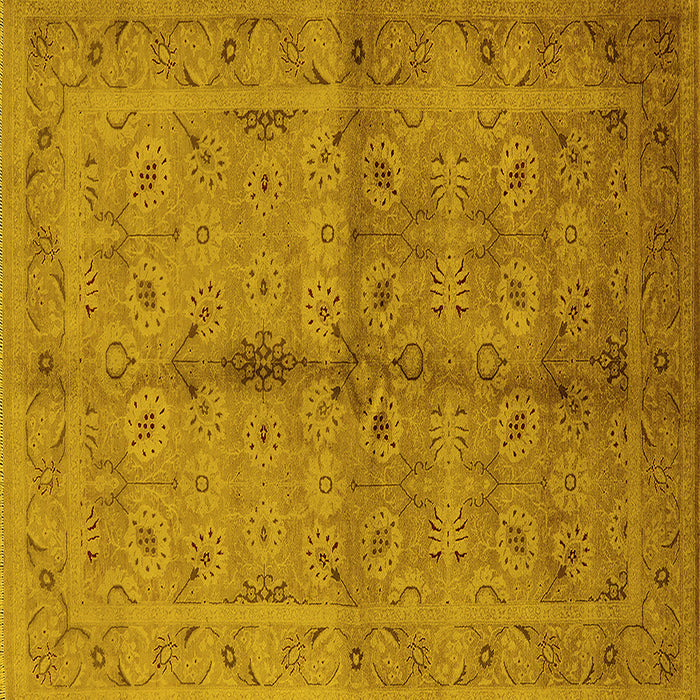Square Machine Washable Oriental Yellow Industrial Rug, wshurb3140yw