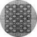 Round Machine Washable Oriental Gray Industrial Rug, wshurb3141gry