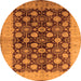 Round Machine Washable Oriental Orange Industrial Area Rugs, wshurb3141org