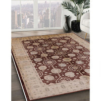 Mid-Century Modern Dark Sienna Brown Oriental Rug, urb3141