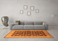 Machine Washable Oriental Orange Industrial Rug, wshurb3141org