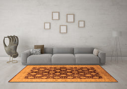 Machine Washable Oriental Orange Industrial Area Rugs in a Living Room, wshurb3141org