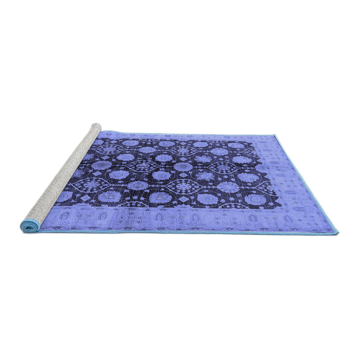 Sideview of Machine Washable Oriental Blue Industrial Rug, wshurb3141blu